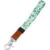 HONZUEN Wristlet Lanyard Strap Liscio con Clip Metallica e Vera Pelle, Laccetto Portachiavi Polso Resistente Agli Strappi Keychain Lanyard Strap per Portachiavi Porta Badge, Foglia