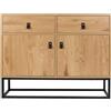 HOME DECO FACTORY Bois Et Metal Abbott Mobilier Mobile Credenza Bibliotheque Ranging, MDF, Naturale Nero, 100 x 29 x 80