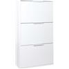 Composad | Scarpiera della Linea ESPRESSO Doppia Profondità, con 3 Ribalte, Scarpiera Salvaspazio, Ingresso, Ripostiglio, Portascarpe, (LxAxP) 65x119,5x25 cm, Colore Bianco, Made in Italy