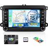 CAMECHO 2G+64G CAMECHO Android 13 Carplay Autoradio per VW Golf 5 6 Polo Skoda Tiguan Touran Passat Jetta, Navi Wireless Android Auto, Schermo da 7 Pollici Stereo 2 DIN con Bluetooth Mirror Link FM/RDS WiFi