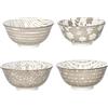 BRANDANI Set 4 Piatti Ciotole Porcellana Loto Tortora