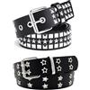 Buaak Cintura nera con borchie Y2k, cintura borchiata da 105 cm, cintura punk gotica per donne abiti emo cintura a stella