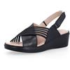 Confort Sandali in pelle fasce incrociate con strass e zeppa 5 cm