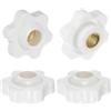 QUARKZMAN 4pz Pomelli a Stella con Filettatura Femmina M6, Testa da 25mm, Plastica con Foro Passante, Vite in Ottone, Manopole a Compressione Filettate, Bianco