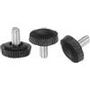 QUARKZMAN 30pz Manopole Zigrinate con Filettatura Maschio M4 x 8mm, Vite a Mano Pomelli di Bloccaggio con Maniglia in Plastica Asta Filettata, Nero