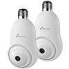NIVIAN Telecamera di sorveglianza WiFi Tipo Lampadina 2K-Movimento 360° con Audio, Riconoscimento e Monitoraggio Umano-Visione Notturna, Compatibile con Alexa, Google Home, Tuya App (Pack 2 Fotocamere