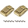 METALLIXITY Blocco Chiusura Gancio (48mm x 32mm) 2pz, Ferro Cerniera Chiusure - per Armadi Scatole Valigie, Leggere Bronzo