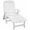 GRANDSOLEIL - Lettino Prendisole Venezia Bianco in Resina con Schienale Reclinabile e Ruote - h30x190x74 cm