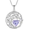 FJ Collana Albero della Vita per Donna Argento Sterling 925 Collana con Ciondolo Alessandrite Gioielli Pietre Portafortuna Giugno per Donna