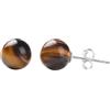 Vincent Paul ORECCHINI DONNA IN ARGENTO 925 E OCCHIO DI TIGRE DIAMETRO 8 mm PIETRE DURE NATURALI