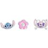 Disney Stitch & Angel - Set Orecchini a lobo non corrispondenti in Ottone, orecchini con fiore smaltato, Disney Jewelry