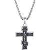 JewelryWe Collana da uomo con croce, Gesù Cristo cattolico su INRI Crocifisso Collana con ciondolo in acciaio inossidabile 22 pollici collana, Acciaio inossidabile