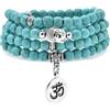 oasymala Braccialetto Japa Mala Beads 108, collana con ciondolo Buddha con ciondolo simbolo OM Yoga per uomo o donna (Turchese verde (Green Turquoise))