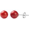 Vincent Paul ORECCHINI DONNA IN CORALLO ROSSO E ARGENTO 925 DIAMETRO 8 mm PIETRE DURE NATURALI