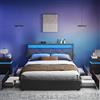 VASAGLE Struttura per letto matrimoniale, Struttura per letto, adatta per materasso da 140 x 200 cm, LED, Letto in metallo, 4 cassetti, testiera imbottita regolabile, grigio ardesia RMB827G02
