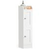 VASAGLE SIREN Collezione - Mobile da Bagno Stretto, Mobiletto da Pavimento Angolare, Porta Carta Igienica, Ripiani Regolabili, Ante da Aprire a Sinistra o a Destra, Bianco Nuvola BBK312WB02