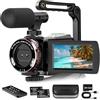 Vmotal - Videocamera 4K, foto 64 MP/registratore video 4K 60 FPS, videocamera digitale per vlogging su YouTube, con 2 batterie/microfono wireless/scheda SD/telecomando