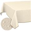 ANRO Tovaglia cerata, lavabile, effetto lino, facile da pulire, impermeabile, 140 x 100 cm (rettangolare), crema con orlo