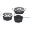 Fissler Adamant - Batteria di pentole in alluminio, 3 pezzi, pentole rivestite con coperchio in vetro, antiaderenti (1 pentola, 1 padella, 1 casseruola), compatibili induzione