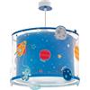Dalber Lampada da soffitto a sospensione per bambini Dalber Planets, con pianeti e sistema solare, blu, 41342M, lampade per bambini, cameretta.
