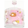 Dalber Lampada a sospensione Kawaii Friends, con animali rosa, modello 41762MS, attacco E27, ideale per bambini e camerette.