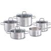 Fissler Viseo Set di pentole Viseo in acciaio inox, 5 pezzi, con coperchio in vetro, per cottura a induzione e tutti i tipi di fornelli, 3 pentole, 1 rostiera, 1 tegame senza coperchio