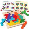 Coogam Puzzle in legno, forme colorate modello puzzle testa girevole 3D logica IQ gioco blocchi geometrici montessori STEM puzzle giocattolo per tutti gli anziani e ragazzi regalo