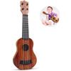 Tuwyii Chitarra Giocattolo Bambini 4 Corde Regolabili + Ukulele | Strumento Musicale Educativo per 3-6 Anni, Regalo Bambino Bambina Principianti (Mogano 38cm)