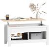 HOMCOM Tavolino con piano sollevabile e scomparto nascosto, 105 x 50 x 49-62,5 cm Bianco | Aosom Italy