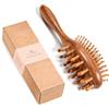 BONNET QUEEN 2 in 1 Spazzola Capelli Ricci e Lisci, Doppia Faccia Pettine in Legno di Sandalo Massaggiante per Cuoio Capelluto, Uomo e Donna, Spazzola Antistatica Professionale Districante