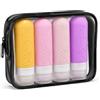 RoseFlower Bottiglie da viaggio in Silicone, kit viaggio aereo contenitori da viaggio per liquidi, ricaricabili e comprimibili, per lozione, bagnoschiuma, shampoo, accessori da viaggio, 90 ml