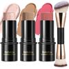 Hilareco 3 Pezzi Contouring Viso Stick, Sfumature Con Crema Fard Stick, Illuminante Viso E Bronzer Contour, Facile Scolpire Le Guance Effetto Opaco E Luminoso per Il Trucco Del Viso (Fair-Light,#03+#09+#12)