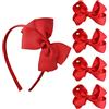 Sibba Set di 5 fermagli per capelli con fiocco rosso, per travestimenti, per Halloween, Pasqua, Halloween, San Valentino, cosplay, feste, tifo