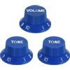 QUARKZMAN 3Pcs Manopole Metriche 1 Volume 2 Tonelli Per Chitarra Blu Bianco | Per Potenziometri A Albero Diviso, Set Di Manopole Per Chitarra, A Forma Di Campana Top Hat, Elettrica E Bass