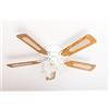 Pepeo Ventilatore a soffitto Kisa Deluxe 105 cm bianco ala quercia/noce con illuminazione e interruttore a tirare
