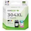 Kineco 304 cartucce XL Multipack (nero + colore) - Sostituzione per HP 304/304 XL per HP Envy 5000/5030/5010/5020, DeskJet 3700/3750/2620/2630 - Alta resa