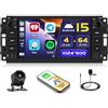 Hikity 5G WiFi 4+64G Android Autoradio per Jeep Wrangler Compass Dodge Avenger Challenger, 7 Pollici IPS Touch Screen Stereo Auto con Wireless Carplay Android Auto Bluetooth5.0 FM/RDS EQ GPS SWC Retrocamera