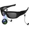 CYI Action Cam Occhiali da Sole - Videocamera Sportiva 1080P con Bluetooth 5.0, Chiamate e Musica, Impermeabile IPX4, 100 Min Autonomia, per Ciclismo/Moto/Sci (Incl. Auricolari)