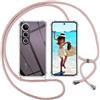 ISOI Cover con Cordino per Vivo V50 Lite 4G/Vivo V50 Lite 5G, Custodia Trasparente con Collana Tracolla Laccio Collo Ultra Sottile Morbido TPU Silicone Antiurto AntiGraffio Case, Rosa