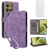 IUQXU Cover per Motorola Moto G86 5G Libro con Pellicola Vetro Temperato [Blocco RFID] Antiurto Supporto Custodia in Pelle Portafoglio per Motorola G 86 MotoG86 Viola