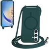 FMPCUON FNPCUON Cover Magnetica Silicone per Samsung Galaxy A55 con Cordino,Compatibile con MagSafe,Custodia con Laccio Collana Tracolla Collo Sottile TPU Antiurto Protettiva Case con Corda.Verde
