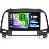 CAMECHO 4G+64G 8-Core CAMECHO Android 13 Autoradio per Hyundai Santa Fe 2006-2012 con GPS Carplay Android Auto, Stereo 2 DIN con Schermo da 9 Pollici con DSP RDS Bluetooth Mirror Link