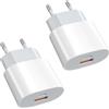AOKUTDA 2 Pezzo 25W Caricatore USB C Caricabatterie Ricarica Rapida (Bianco) | 2 Porte USB C Alimentatore per iPhone 17/16/16 Pro/16 Pro Max/16 Plus/15 14 13 12 11 Pro Max X XS, Samsung S25 S24 S23 Ultra