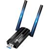 Vemfay Adattatore WiFi USB per PC, antenna WiFi USB AC 1300Mbps Dual Band 5GHz/2.4GHz compatibile con Windows 7/8/10/11/Vista/XP/Mac