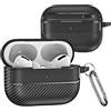Fofvccv Custodiain Fibra di Carbonio Texture per AirPods Pro 3 2025, Cover Protettiva Antiurto Antipolvere Antigraffio con Moschettone e LED Visibile per AirPods Pro 3 Generation XW Black