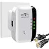 Yeecka Ripetitore WiFi 2.4 GHz, Wifi Extender 300Mbp/s con 360° Copertura, Ripetitore Wi-Fi Esterno con porta Ethernet e cavo RJ-45 Compatibile con Tutti i Wi-Fi Dispositivi