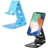 LMOGWL 2 pezzi Portatelefono pieghevole, porta telefono portatile ad angolo regolabile, compatibile con iPhone/Samsung/tutti gli smartphone 4-9,7 pollici porta telefono (blu chiaro/nero)