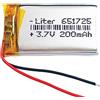 Liter energy battery Batteria 651725 LiPo 3.7V 200mAh 0.74Wh 1S 5C Liter Energy Battery per l'elettronica Ricaricabile Telefono Portatile Smartwatch Orologio GPS - Non adatto per Radiocomando 27x17x7mm (200mAh|651725)