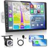 ETLFUCyber Autoradio 1 Din con Carplay Android Auto, 9 pollici Touchscreen Radio con Bluetooth, EQ, Radio FM, 1080P, SWC + Microfono + Telecamera Inversa