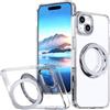 XKchatpt Custodia magnetica con anello ruotabile a 360°Mag-Stand per iPhone 15 Plus; cover rigida in silicone antiurto con supporto ad anello per iPhone 15 Plus（Trasparente）